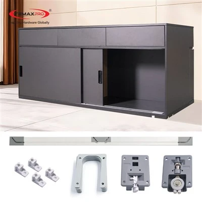 Sistema de herrajes interiores con canal deslizante para puerta empotrada de gabinete Temax BS01
